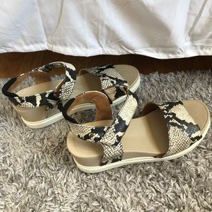 Dr. Scholls platform snake print sandals